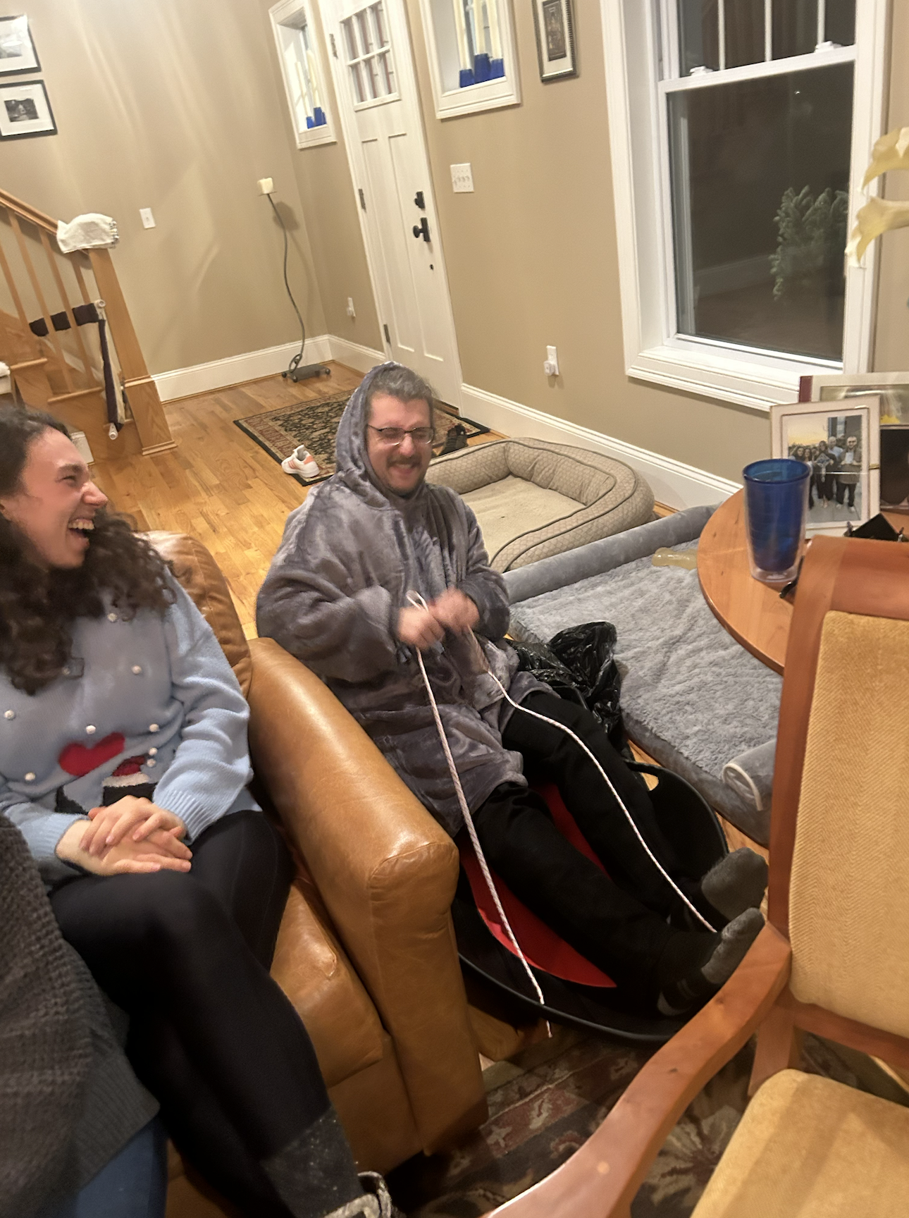 Russ on his new sled at the Lab Holiday Party gift exchange